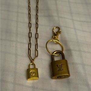 Louis Vuitton Gold Padlock 🔒 313 Keychain with unbranded necklace